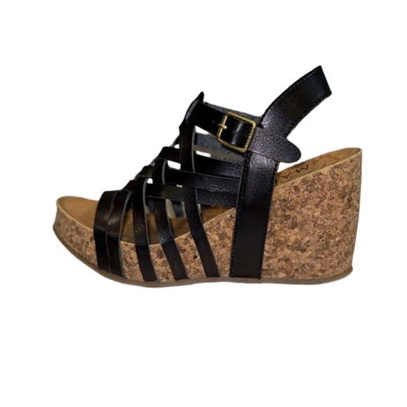 Blowfish Malibu Shoes - Blowfish Malibu Harper Vegan Cork Wedge Sandal in Black, Sz 8 NEW